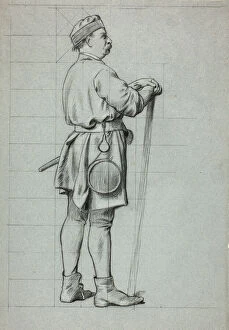 Portraitprints And Drawings Collection: Standing Man with Hands Resting on Stick, n.d. Creator: Henry Stacy Marks