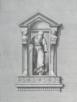 Bartolomeo Crivellari Gallery: A standing man in a niche reaching forward with one arm, 1756