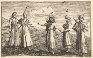 Aubry De La Prints: Five Standing Muscovites (Aubry de La Mottrayes Travels throughout Europe