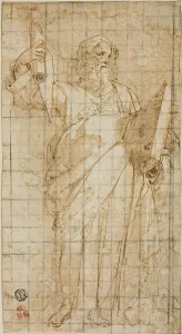 Standing Prophet with a Book and Scroll, 1562/66. Creator: Taddeo Zuccaro