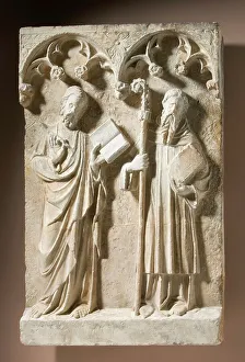 Two Standing Saints in Niches, With modern restoration at bottom. Creator: Unknown