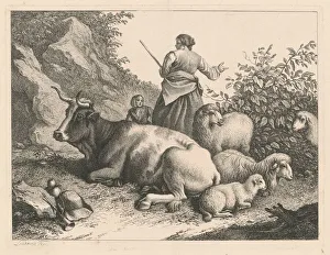 Standing Shepherdess with a Child, after 1776. Creator: Francesco Londonio Standing Shepherdess with a Child, after 1776. Creator: Francesco Londonio