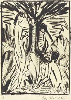 Natural Prints: Standing, Sitting, and Bathing Girls near a Tree (Stehende)