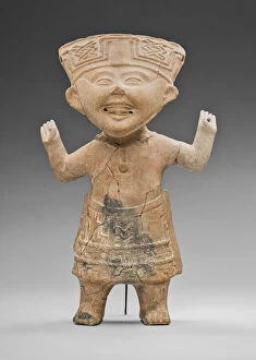 Standing, 'Smiling' Figure with Hands Raised, A.D. 600 / 900. Creator: Unknown
