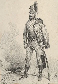 Adam Victor Gallery: Standing soldier with his jacket on one shoulder, mid-19th century. Creator: Victor Adam