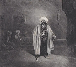 Lithograph On Chine Collé Gallery: Standing Turk, 1831. Creator: Alexandre Gabriel Decamps