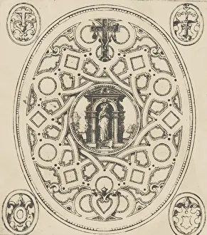 The standing Virgin with an elaborate ornamental frame, 17th century. 17th century. Creator: Anon