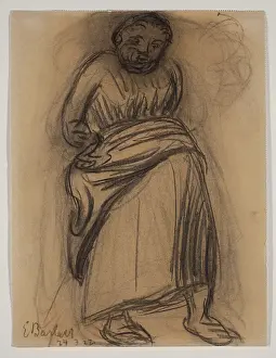 Charcoal Prints: Standing Woman, 1922. Creator: Ernst Barlach