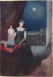 Standing Woman with a Fan, probably 1880/1890. Creator: Jean Louis Forain Standing Woman with a Fan, probably 1880/1890. Creator: Jean Louis Forain