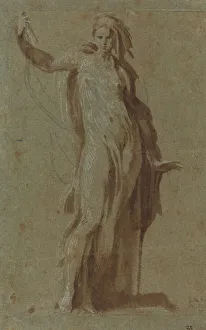 Images Dated 16th July 2021: Standing Woman Holding a Scroll. Creator: Unknown