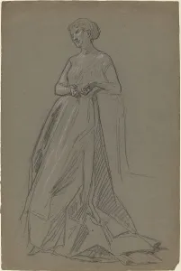 Standing Woman Leaning on Her Elbow, 1890s. Creator: Unknown