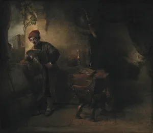Standing Young Man at the Window in his Study Reading, known as'The Student, 1651-1654. Creators: Willem Drost, Rembrandt Harmensz van Rijn. Standing Young Man at the Window in his Study Reading, known as'The Student, 1651-1654