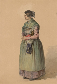 1840 Prints: Standing young woman, 1839-1844. Creator: Karoly Lajos Libay