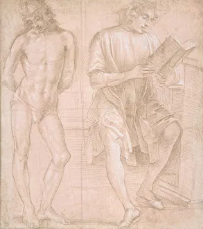 Standing Youth with Hands Behind His Back, and a Seated Youth Reading (recto)