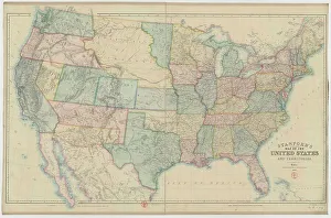 1861 Prints: Stanford's railway & county Map of the United States