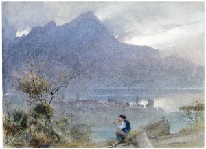 Albert Goodwin Prints: Stansstad and the Pilatus, Switzerland, c1865-1932. Artist