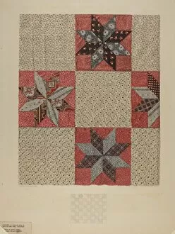 Patchwork Quilt Gallery: Star Design Comforter, c. 1937. Creator: Lloyd Charles Lemcke