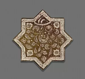 Star Shaped Gallery: Star-Shaped Tile, Ilkhanid dynasty (1256-1353), 13th century, dated c.1262
