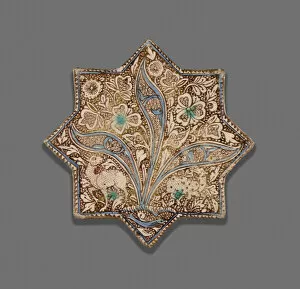 Star Shaped Gallery: Star-Shaped Tile, Ilkhanid dynasty (1256-1353), c. 1300. Creator: Unknown