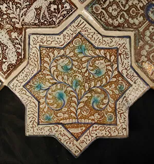 Book Of Kings Gallery: Star-Shaped Tile, Iran, 13th-14th century. Creator: Unknown