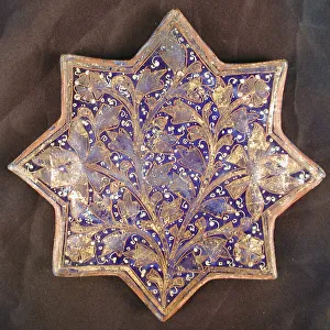 Overglaze Prints: Star-Shaped Tile, Iran, second half 13th-14th century. Creator: Unknown
