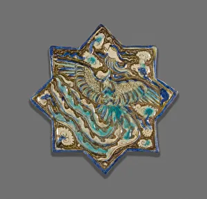 Phoenix Prints: Star-Shaped Tile with Phoenix, Ilkhanid dynasty (1256-1353), late 13th century