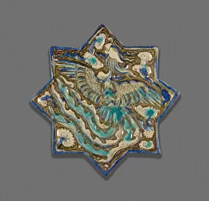 Archaeological Collection: Star-Shaped Tile with Phoenix, Ilkhanid dynasty (1256-1353), late 13th century