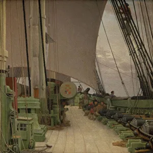 Eckersberg Cw Prints: The Starboard Battery and the Deck of the Corvette Najaden