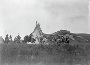 Surrounded Prints: Start of war party, c1907. Creator: Edward Sheriff Curtis