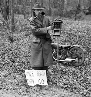 Instructions Prints: Starter at the Sunbeam Motor Car Club Bognor Trial, 1929. Artist: Bill Brunell