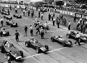 Start Prints: Starting grid, 1958 British Grand Prix at Silverstone, Hawthorn in Ferrari number 1