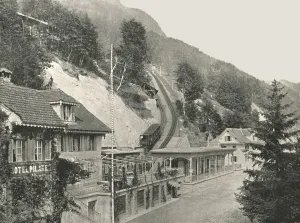 W Ands Ltd Prints: Starting point of the Pilatus Railway, Alpnachstad, Switzerland, 1895. Creator: W &s Ltd
