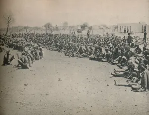 Zimbabwe Prints: Starving Natives coming in for Government Relief at Bulawayo, c1900. Creator: Unknown