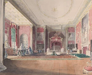 The State Bed Chamber, Stowe Buckinghamshire, 1838. Creator: Joseph Nash