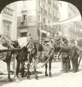 State Coach Prints: State Coach, Calle Mayor, Madrid. Artist: Excelsior Stereoscopic Tours