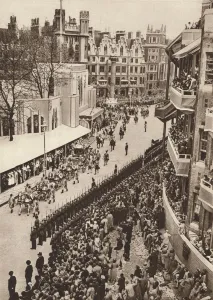 State Coach Prints: The State Coach leaves Westminster Abbey after the coronation of King George VI, 1937