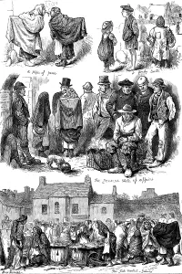 Ragged Prints: The State of Ireland: sketches in Galway, 1880. Creator: Unknown