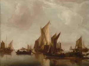 Yachts Prints: A State Yacht and Other Craft in Calm Water, ca. 1660. Creator: Jan van de Cappelle