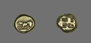 Stater Collection: Stater (Coin) Depicting a Crouching Dog, 5th century BCE. Creator: Unknown