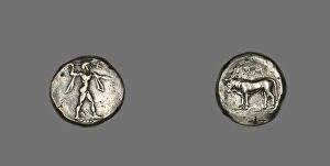 Ancient Site Gallery: Stater (Coin) Depicting the God Poseidon, 480-400 BCE. Creator: Unknown