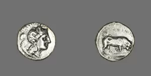Wisdom Gallery: Stater (Coin) Depicting the Goddess Athena, 350-320 BCE. Creator: Unknown