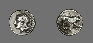 Stater (Coin) Depicting the Goddess Athena, 400-317 BCE. Creator: Unknown