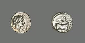 Stater Coin Depicting the Nymph Parthenope, 325-241 BCE. Creator: Unknown