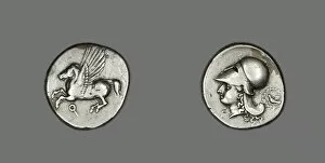 Corinth Gallery: Stater (Coin) Depicting Pegasus, 350-338 BCE. Creator: Unknown
