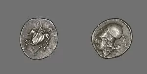 Corinth Gallery: Stater (Coin) Depicting Pegasus Flying, 4th-3rd century BCE. Creator: Unknown