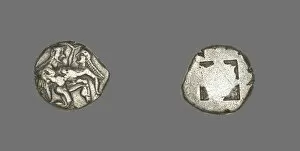 Stater (Coin) Depicting a Satyr and Nymph, 500-463 BCE. Creator: Unknown