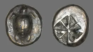 Turtle Prints: Stater (Coin) Depicting a Sea Turtle, 510-485 BCE. Creator: Unknown
