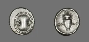 Boeotia Prints: Stater (Coin) Depicting a Shield, 379-338 BCE. Creator: Unknown
