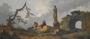 Robert Hubert Prints: The Statue, 1700s. Creator: Hubert Robert