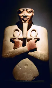 18th Dynasty Prints: Statue of Ancient Egyptian pharaoh Tuthmosis III, Luxor, 18th Dynasty, 15th century BC